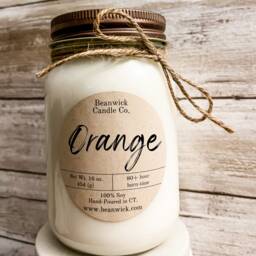 Orange Bergamot Soy Candle 16 Oz Mason Jar, 80+ Hour Burn - thumbnail 1