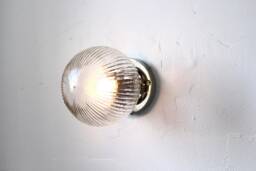 Wall Sconce Lamp, Modern Polished Nickel Flush Mount Lighting Fixture, Ribbed 6 - thumbnail 1
