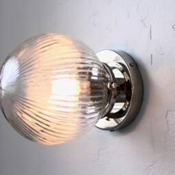 Wall Sconce Lamp, Modern Polished Nickel Flush Mount Lighting Fixture, Ribbed 6 - thumbnail 3