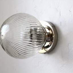 Wall Sconce Lamp, Modern Polished Nickel Flush Mount Lighting Fixture, Ribbed 6 - thumbnail 2