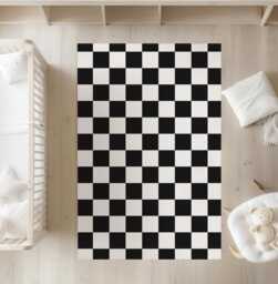 Checkered Black & White - Almost Black, Rug, Carpet, Kids Decor, Children's Room Decor, Kids Decor - thumbnail 1