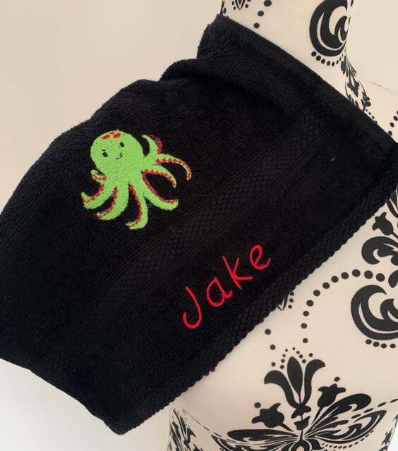 Octopus Towel - Personalised Face Cloth/Hand Bath = Embroidered - image 1
