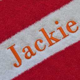 Clearance , Personalised Embroidered Beach Towel, Swimming Green, Blue, Red, Orange & Grey. Add Initials Or Name. Customised - thumbnail 4