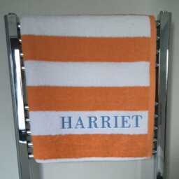 Clearance , Personalised Embroidered Beach Towel, Swimming Green, Blue, Red, Orange & Grey. Add Initials Or Name. Customised - thumbnail 3