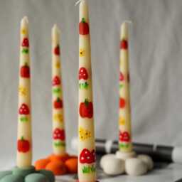 Pumpkin & Mushroom Detailed Hand-Painted Pillar Candles Gift Set - thumbnail 2