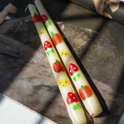 Pumpkin & Mushroom Detailed Hand-Painted Pillar Candles Gift Set - thumbnail 3