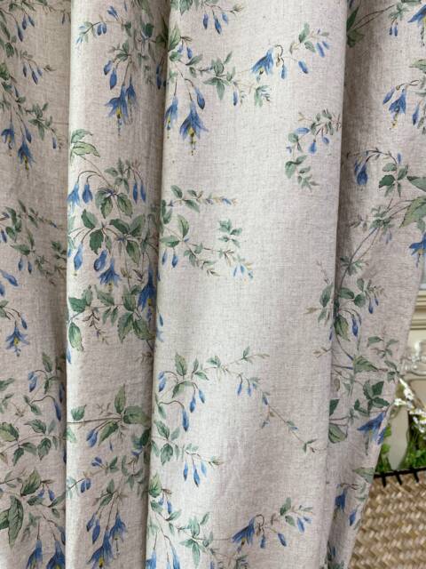 Floral Linen Curtain Panel French Country Botanical Drapes - Set Of 2 - image 1
