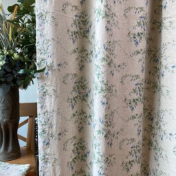 Floral Linen Curtain Panel French Country Botanical Drapes - Set Of 2 - thumbnail 2