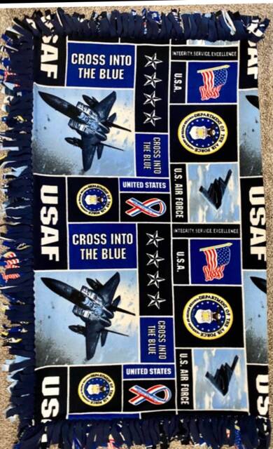 Air Force Fleece Blanket, Military Airman Throw, Usaf Bedding - image 1