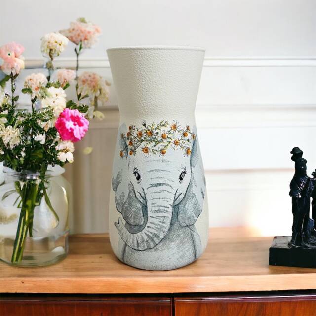 Pretty Elephant Vase, Gifts, Flower Lovers, Decorations, Home Decor - image 1