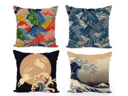 Decorative Pillows, Chinoiserie Cushion Covers, 18x18 Pillow Japanese Gifts, Decor - thumbnail 1