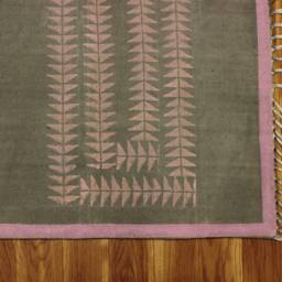 Handmade Cotton Kilim Rug Pink & Gray Boho Area Rug - thumbnail 4