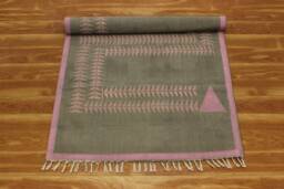 Handmade Cotton Kilim Rug Pink & Gray Boho Area Rug - thumbnail 1