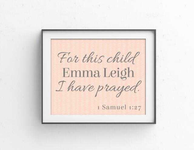 For This Child I Have Prayed Art Print, Adoption Gift, Christening Personalized Baby Gifts, Baptism Gift From Godparents - image 1