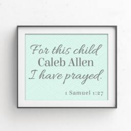 For This Child I Have Prayed Art Print, Adoption Gift, Christening Personalized Baby Gifts, Baptism Gift From Godparents - thumbnail 2