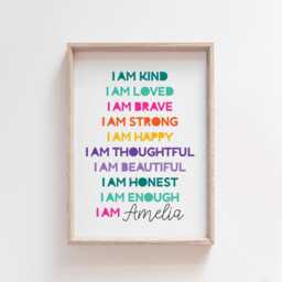 Girls Affirmation Print, Bedroom Decor, I Am Nursery Prints, Playroom, Wall Art, Positive Motivational Prints - thumbnail 2