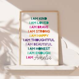 Girls Affirmation Print, Bedroom Decor, I Am Nursery Prints, Playroom, Wall Art, Positive Motivational Prints - thumbnail 1