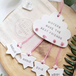 Sisters Make The Best Friends Clay Keepsake, Big Sister Personalised Gift, New Baby Sibling Decoration - thumbnail 3