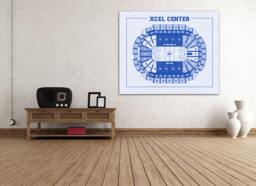 Vintage Xcel Center Diagram Art Print Minnesota Wilds Stadium Line Drawing - thumbnail 1