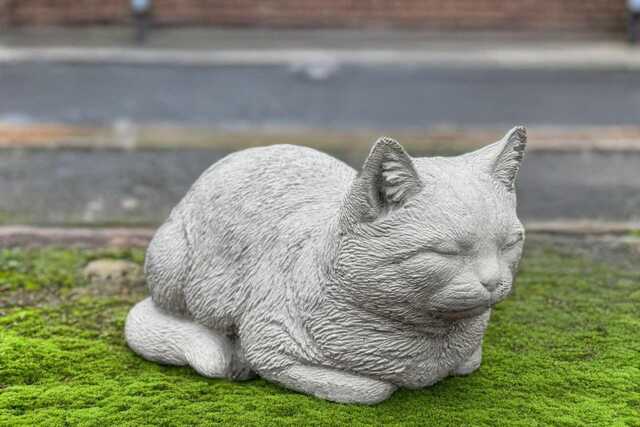 Sleeping Cat Sculpture Stone Kitten Figurine Cement Kitty Decoration Outdoor Home Pet Statue Memorial Ornament Cat Lover Gift Yard Art - image 1