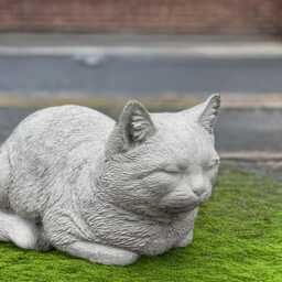 Sleeping Cat Sculpture Stone Kitten Figurine Cement Kitty Decoration Outdoor Home Pet Statue Memorial Ornament Cat Lover Gift Yard Art - thumbnail 2