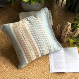 Blue Jacquard Silk, Striped Pattern, Contemporary Throw Pillow Cover/Euro Sham - Aqua Martini - thumbnail 3