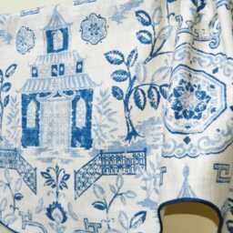 Richloom Tea House Blue-Window Valance Corded Lined Scalloped Rod Pocket Linen Blend Asian Chinoiserie Pattern Made To Order - thumbnail 2