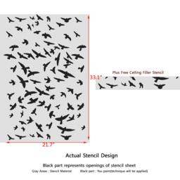 Covey Of Birds Wall Stencil Allover Template For Wallpaper Look Diy Decor - thumbnail 3