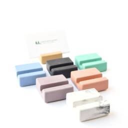 Square Business Card Holder - For Desk Vertical Organizer Modern Minimalist Cement - thumbnail 2