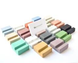 Square Business Card Holder - For Desk Vertical Organizer Modern Minimalist Cement