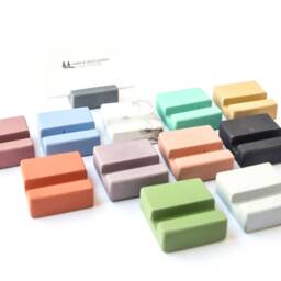 Square Business Card Holder - For Desk Vertical Organizer Modern Minimalist Cement - thumbnail 3