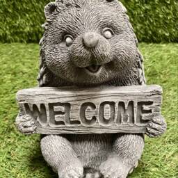 Concrete Hedgehog Welcome Sign Ornament Outdoor Garden Sculpture Frost Protected/Gate Door Stop D??cor - thumbnail 3