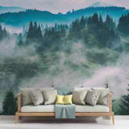 Misty Woodland Wall Mural - Landscape Photo Wallpaper For Bedroom Decor, Self Adhesive Wallmural - thumbnail 3