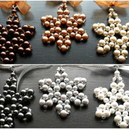 Modern Christmas Tree Ornaments Set Of 6 Pearl Beaded Snowflakes Crystal Star Folk Christmas Decor Holiday Decorations - thumbnail 3