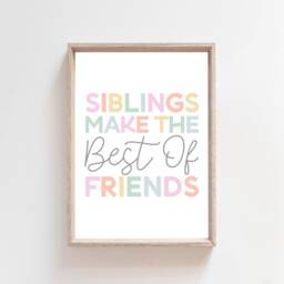 Set Of 2 Sibling Prints, Siblings Make The Best Of Friends, Big Sis Lil Sis, Girls Bedroom Wall Art, Sisters Art - thumbnail 3
