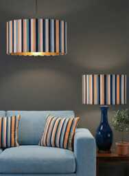Handmade By Order Luxury Neutral Sage Multicoloured Striped Pattern Drum Lamp Shade Pendant Light All Shapes & Sizes Available - thumbnail 1