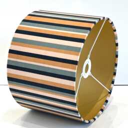 Handmade By Order Luxury Neutral Sage Multicoloured Striped Pattern Drum Lamp Shade Pendant Light All Shapes & Sizes Available - thumbnail 3