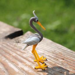 Glass Heron Bird Sculpture, Animals Glass, Art Blown Sculpture Made Of Glass, Ein Reiher - thumbnail 2