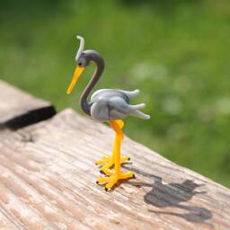Glass Heron Bird Sculpture, Animals Glass, Art Blown Sculpture Made Of Glass, Ein Reiher - thumbnail 3