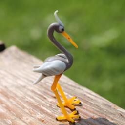Glass Heron Bird Sculpture, Animals Glass, Art Blown Sculpture Made Of Glass, Ein Reiher - thumbnail 4