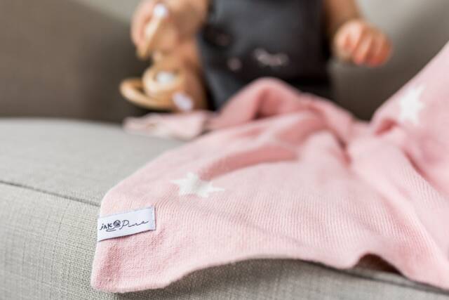 Personalized Organic Cotton Knit Baby Blanket Tiny Stars Newborn Gift - image 1