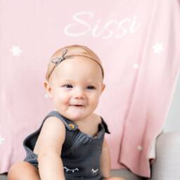 Personalized Organic Cotton Knit Baby Blanket Tiny Stars Newborn Gift - thumbnail 2