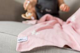 Personalized Organic Cotton Knit Baby Blanket Tiny Stars Newborn Gift - thumbnail 1
