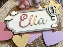 Hot Air Balloon Name Plaque, Personalised Sign, Children's Bedroom Decor, Nursery Wall Name, Plaque - thumbnail 1