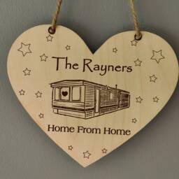Personalised Static Caravan Wooden Heart Plaque Laser Engraved Wall Art - thumbnail 2