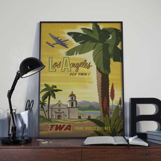 Vintage - Los Angeles Fly Twa Travel Poster/Print A4 & A3 - image 1