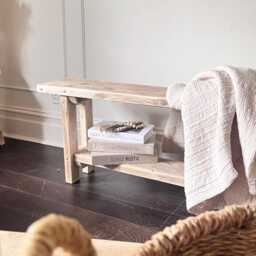 Rustic Reclaimed Wood Storage Bench With Shelf Handcrafted Farmhouse Charm - thumbnail 2