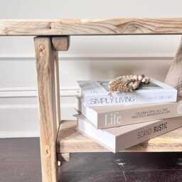 Rustic Reclaimed Wood Storage Bench With Shelf Handcrafted Farmhouse Charm - thumbnail 3
