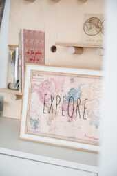 Explore World Map Embroidered Vintage Travel Wall Art - thumbnail 1