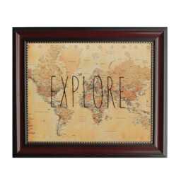 Explore World Map Embroidered Vintage Travel Wall Art - thumbnail 3